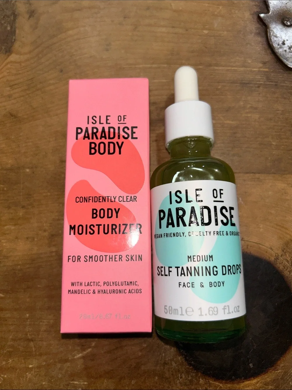 Isle of Paradise Self Tanning Drops Medium + Confidently Clear Body Moisturizer